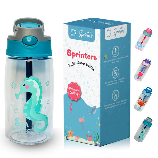 Kids Water Bottle 14 OZ | BPA-free Water Bottle For Kids With Straw Spill | Kids Water Bottle for School, Travel & Picnic | Reusable Baby Sipper, Toddler Cup Indoor-Outdoor Child… (450 Ml, Green)