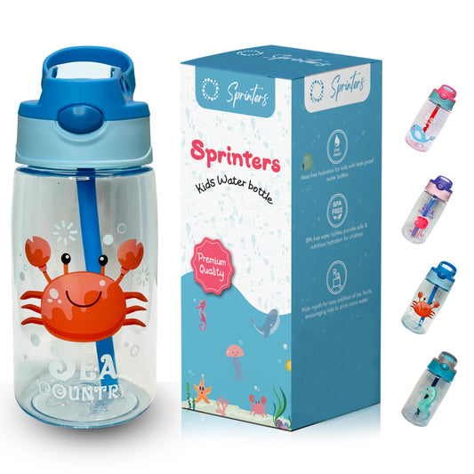 Kids Water Bottle 14 OZ | BPA-free Water Bottle For Kids With Straw Spill | Kids Water Bottle for School, Travel & Picnic | Reusable Baby Sipper, Toddler Cup Indoor-Outdoor Child… (450 Ml, Blue)
