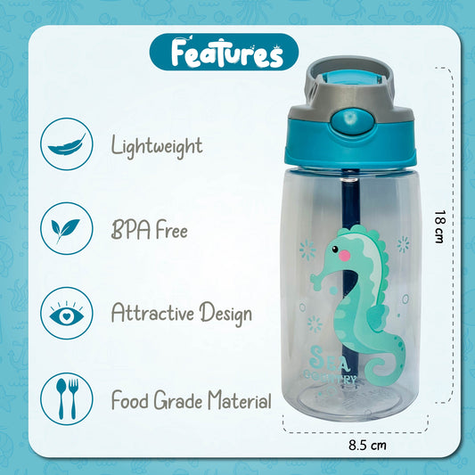 Kids Water Bottle 14 OZ | BPA-free Water Bottle For Kids With Straw Spill | Kids Water Bottle for School, Travel & Picnic | Reusable Baby Sipper, Toddler Cup Indoor-Outdoor Child… (450 Ml, Green)