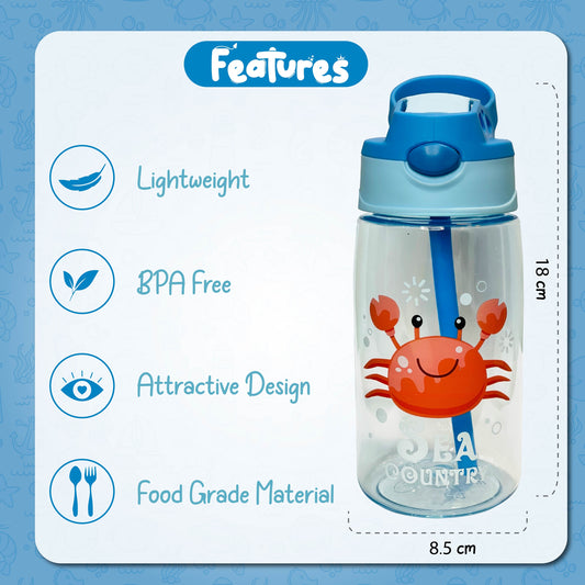 Kids Water Bottle 14 OZ | BPA-free Water Bottle For Kids With Straw Spill | Kids Water Bottle for School, Travel & Picnic | Reusable Baby Sipper, Toddler Cup Indoor-Outdoor Child… (450 Ml, Blue)